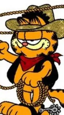 ai character: cowboy Garfield  background