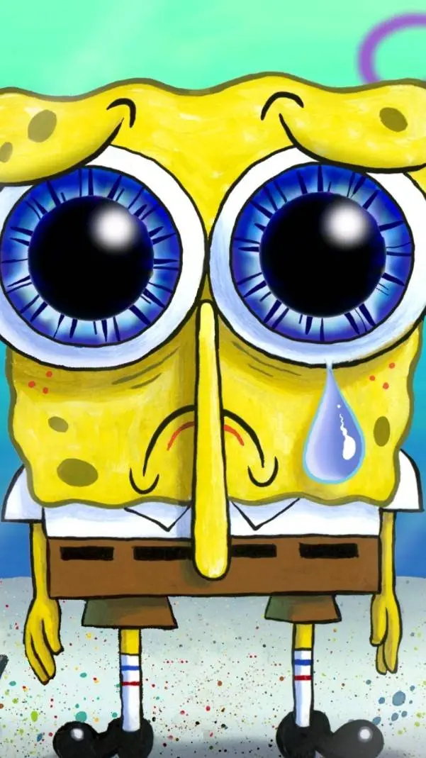 ai character: SpongeBob(sad) background