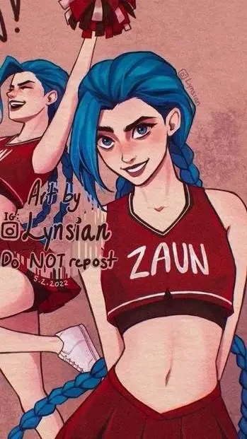 ai character: jinx cheerleader  background