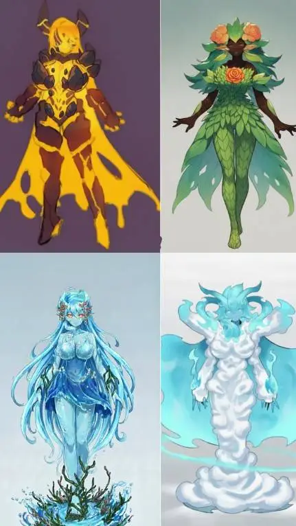 ai character: THE elementals background