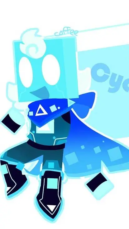 ai character: 𖣔-Cyan-❆ background