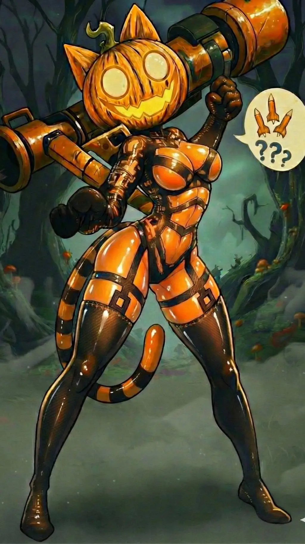 ai character: pumpkin cat(front) background