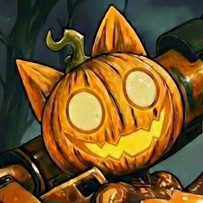 chat with ai character: pumpkin cat(front)