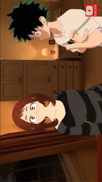 ai character: ochaco and deku background