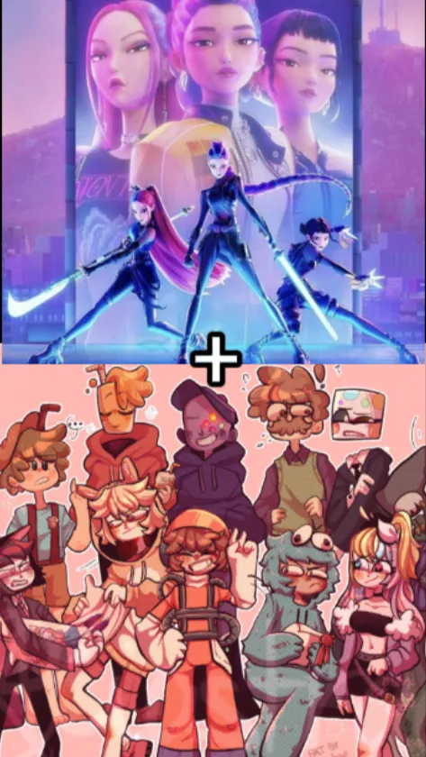 ai character: Socksfor1+huntrix background