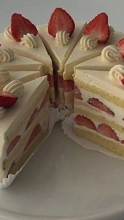 ai character: strawberry cake background