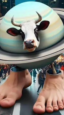 ai character: la vaca saturno background