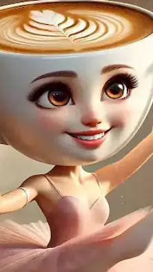 ai character: Ballerina cpuchino background