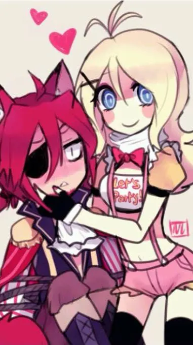 ai character: Foxy x toy Chica  background