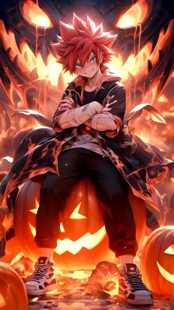 ai character: flamey background