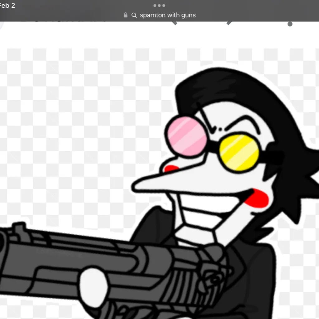 chat with ai character: Spamton with gun