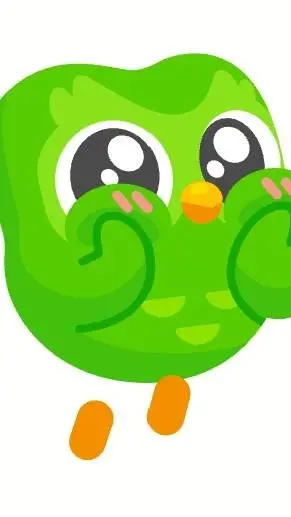 ai character: Duolingo.💚 background