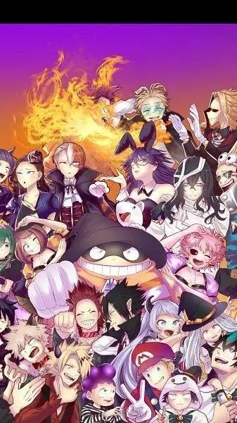 ai character: MHA X HALLOWEEN background