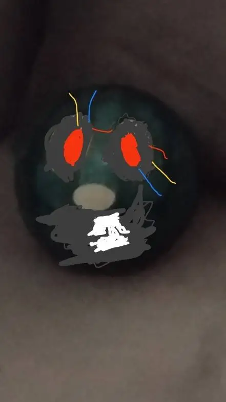 ai character: broken blu background