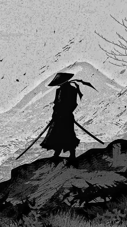 ai character: shadow samurai kny background