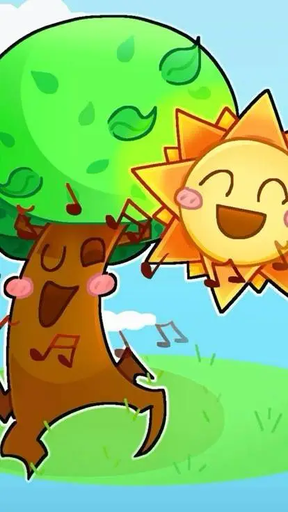 ai character: Mr.Sun and mr.Tree background