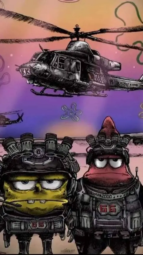 ai character: spongebob,patrick background