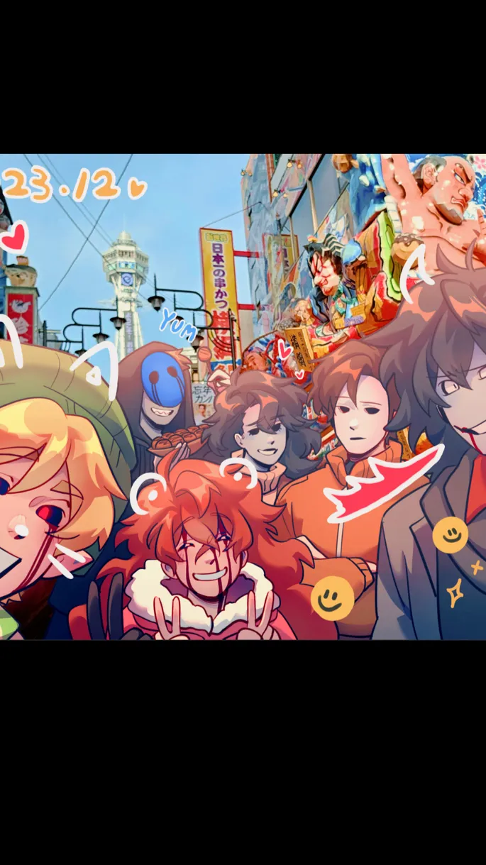 ai character: Masky and friends background