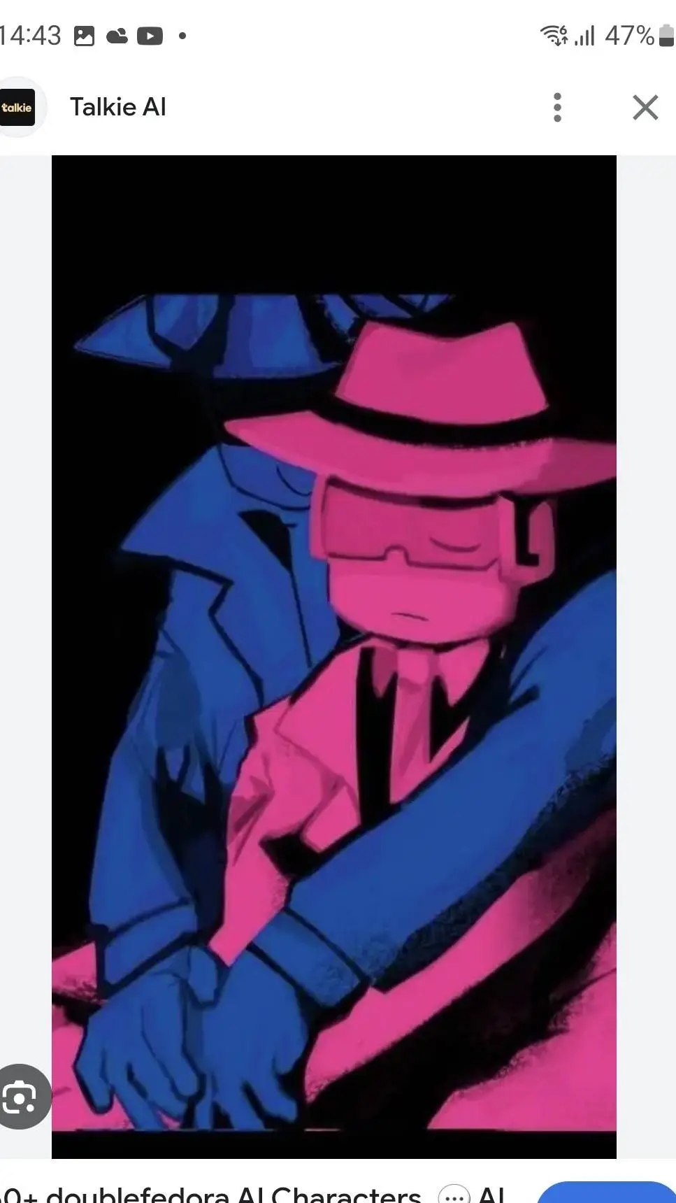 ai character: doublefedora background