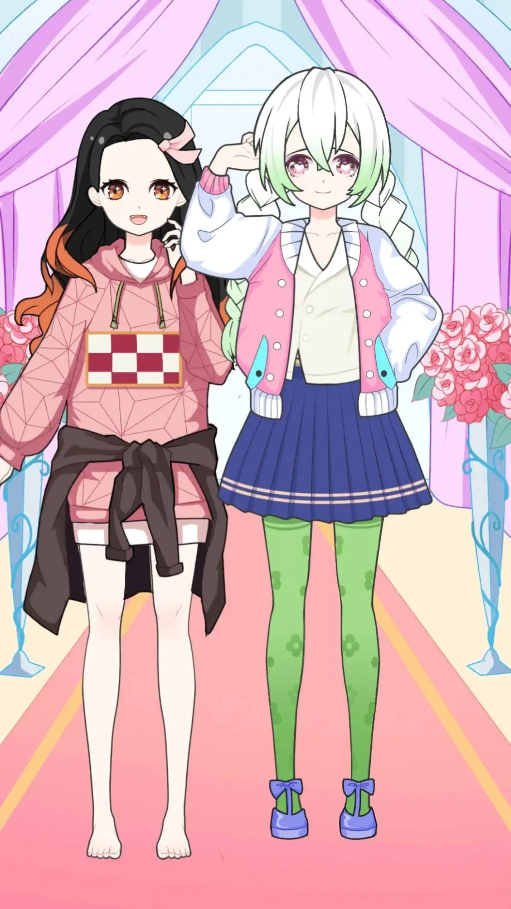 ai character: nezuko and rose background