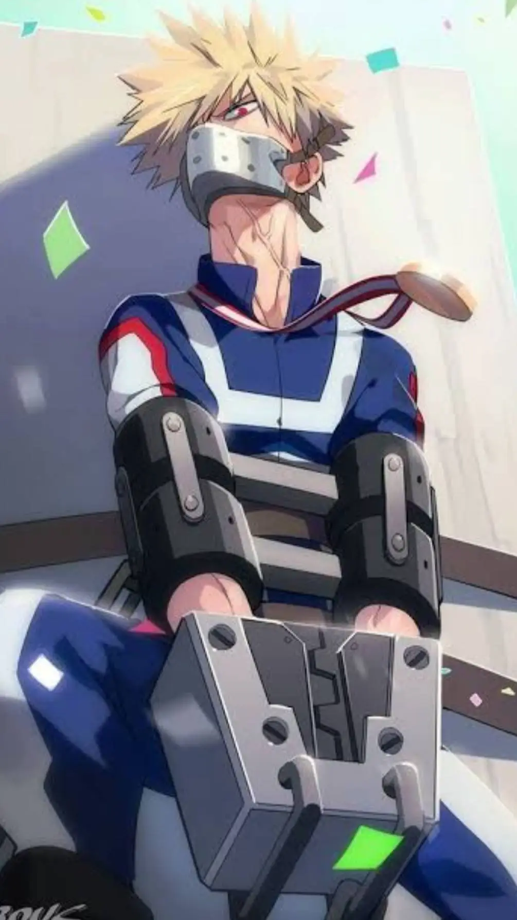 ai character: bakugo chained up  background