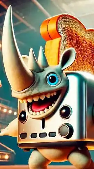 ai character: rhino toastrino  background