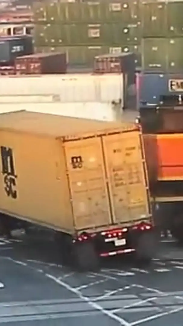 ai character: train hits truck background