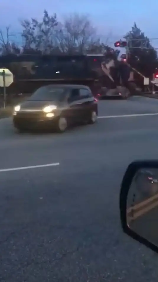 ai character: train hits truck background