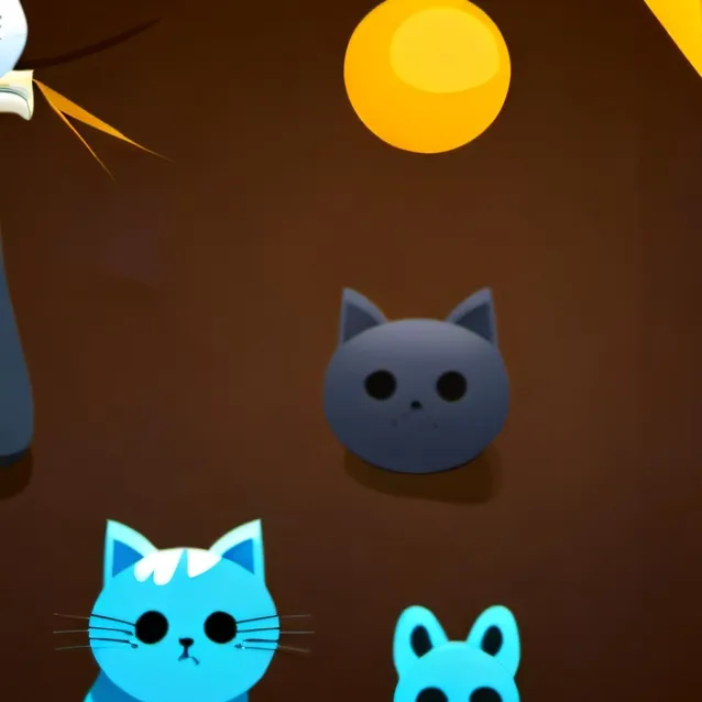 chat with ai character: Blue emoji cat