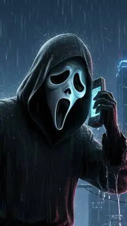 ai character: Ghostface  background