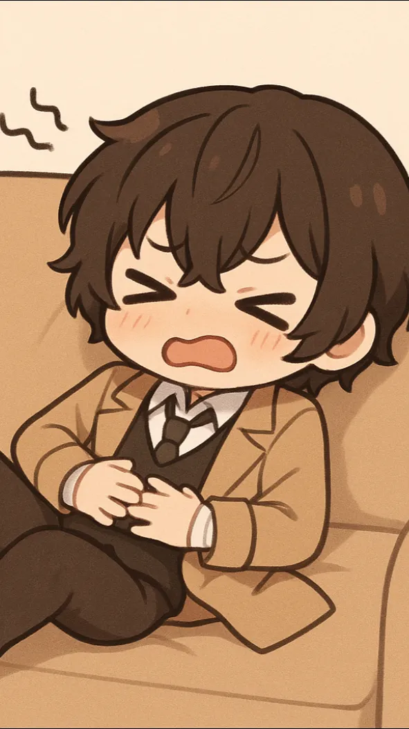 ai character: Dazai tummy ache  background