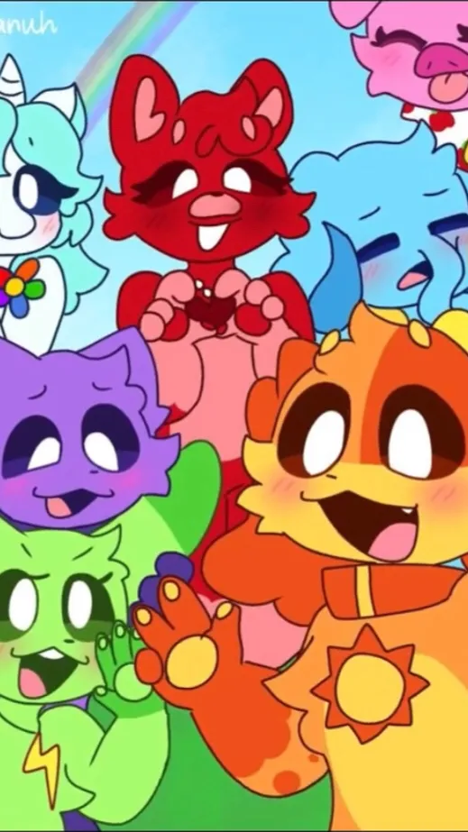 ai character: Smiling critters background
