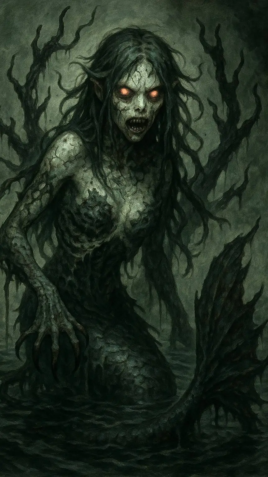 ai character: Corrupted Mermaid background
