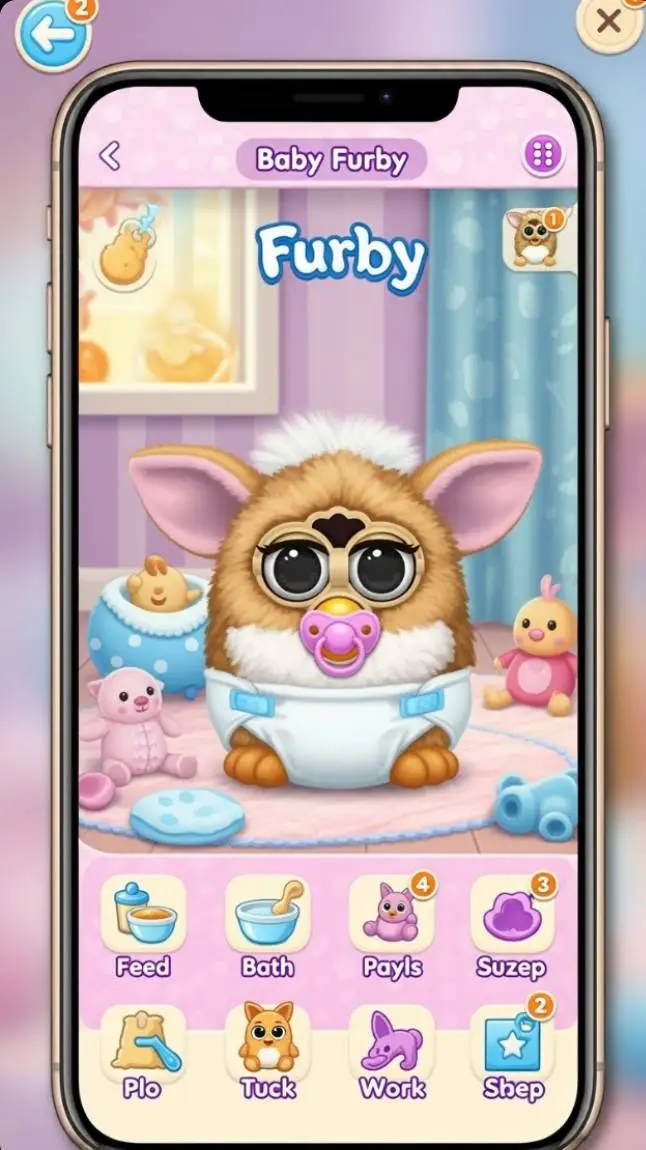ai character: baby furby background