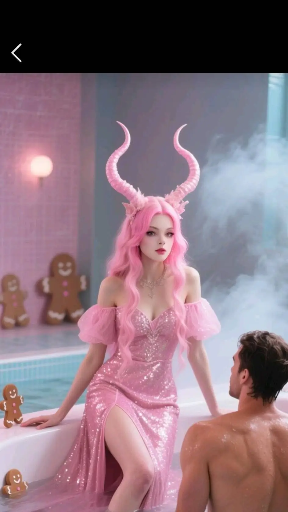 ai character: Sugarbath Witch  background