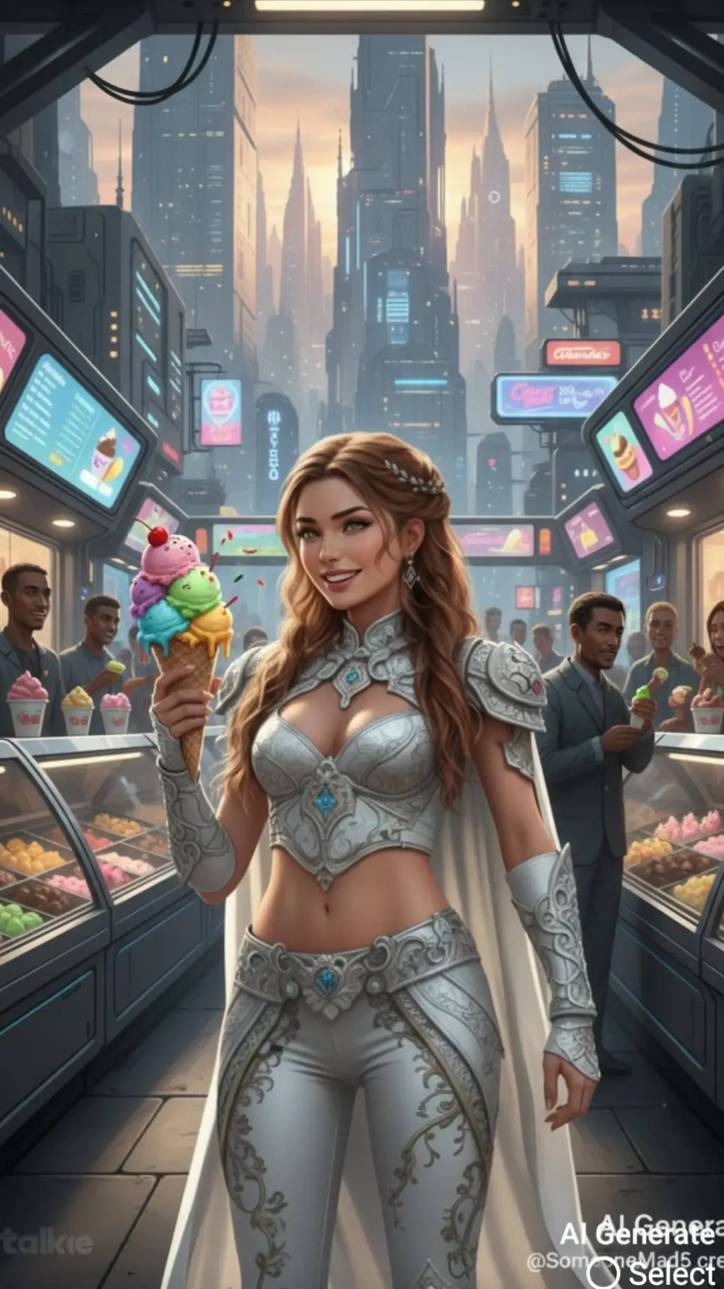 ai character: Kaylee with 🍨 background