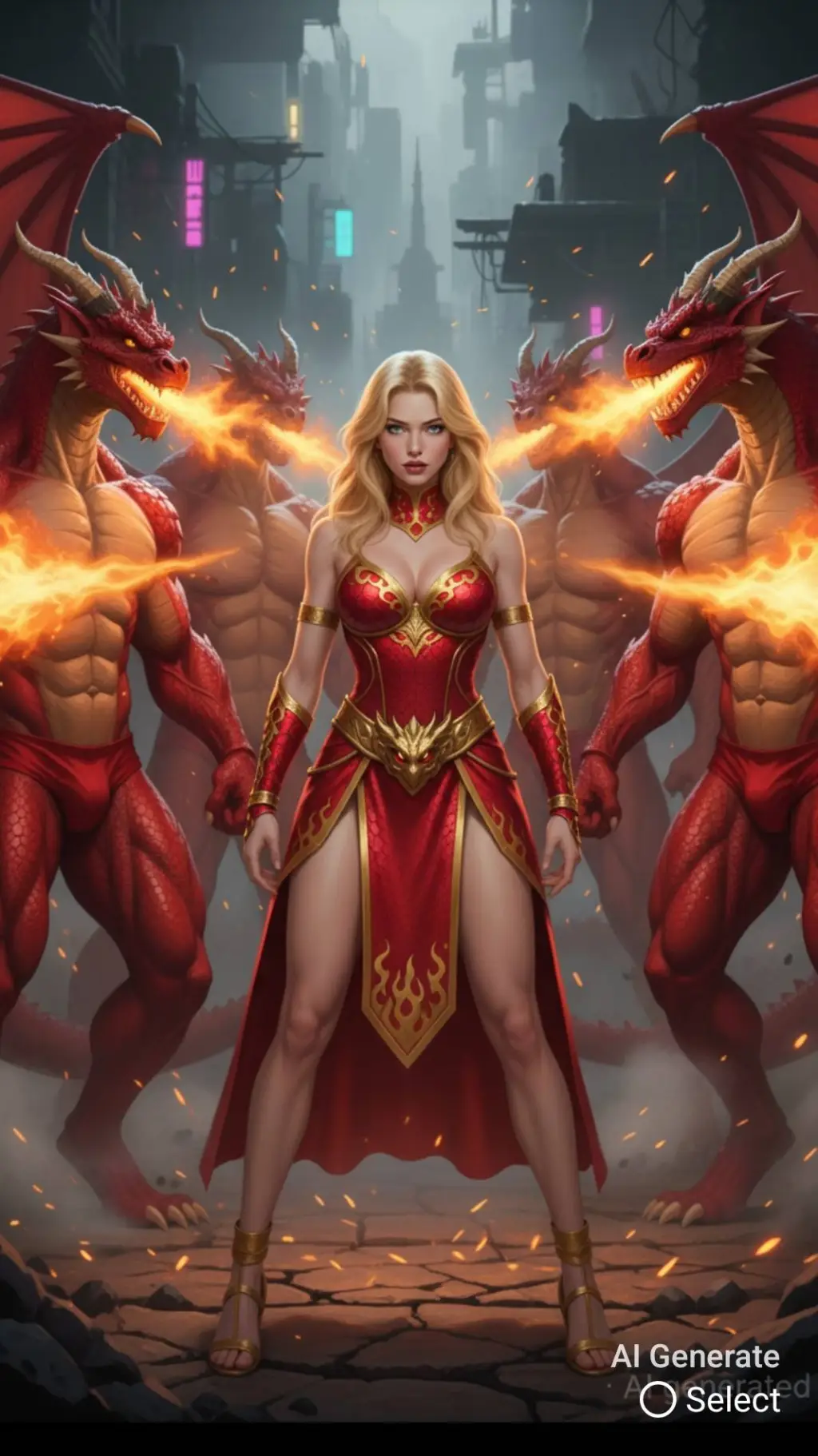 ai character: Crimson Drake Lady background