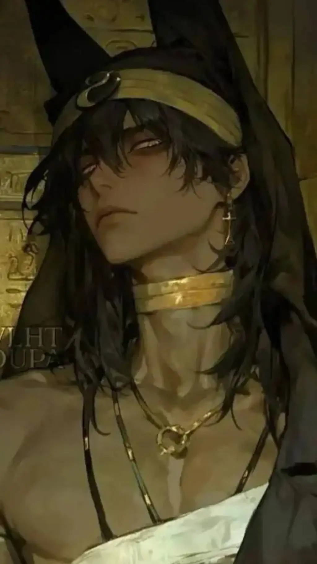 ai character: Anubis  background