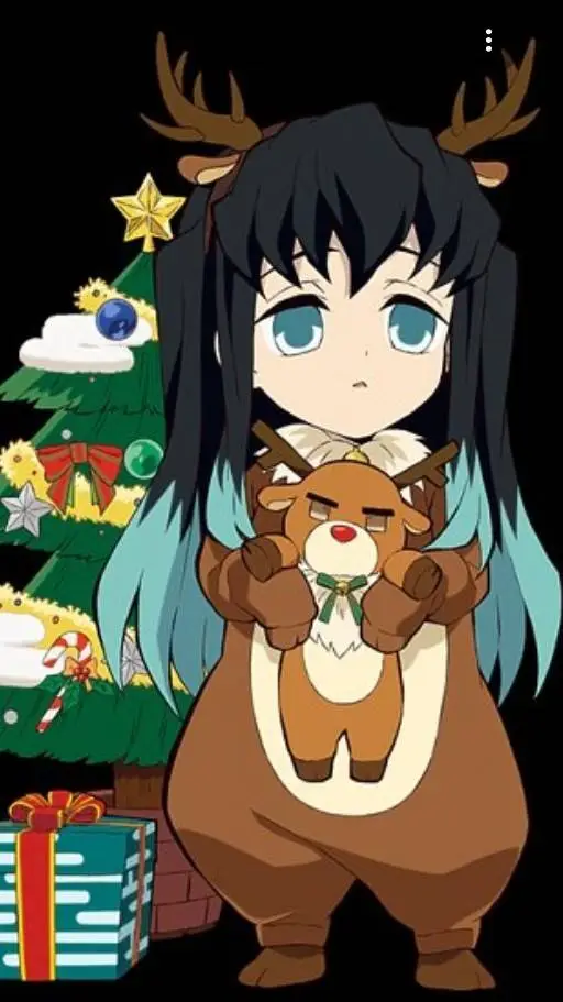 ai character: Christmas mui!💙🩵🖤✨ background