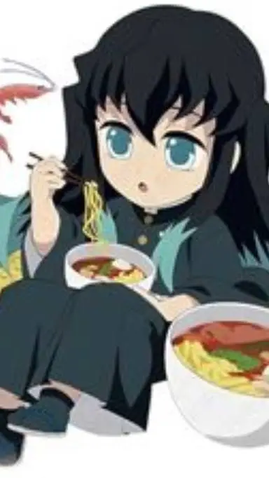 ai character: muichiro eating background