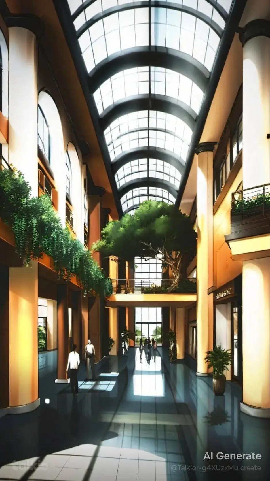 ai character: MHA Mall background