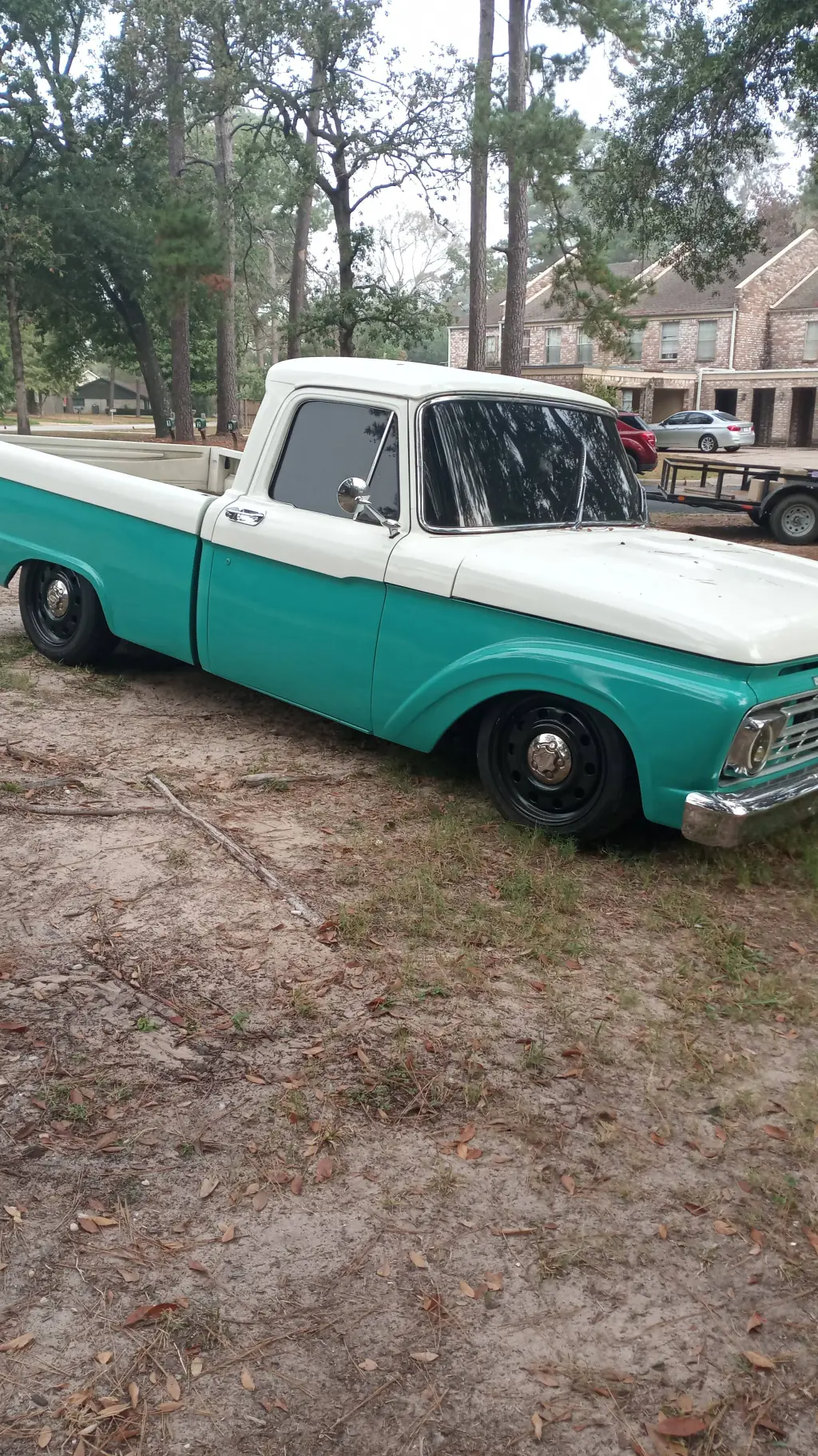 ai character:     Ford truck  background