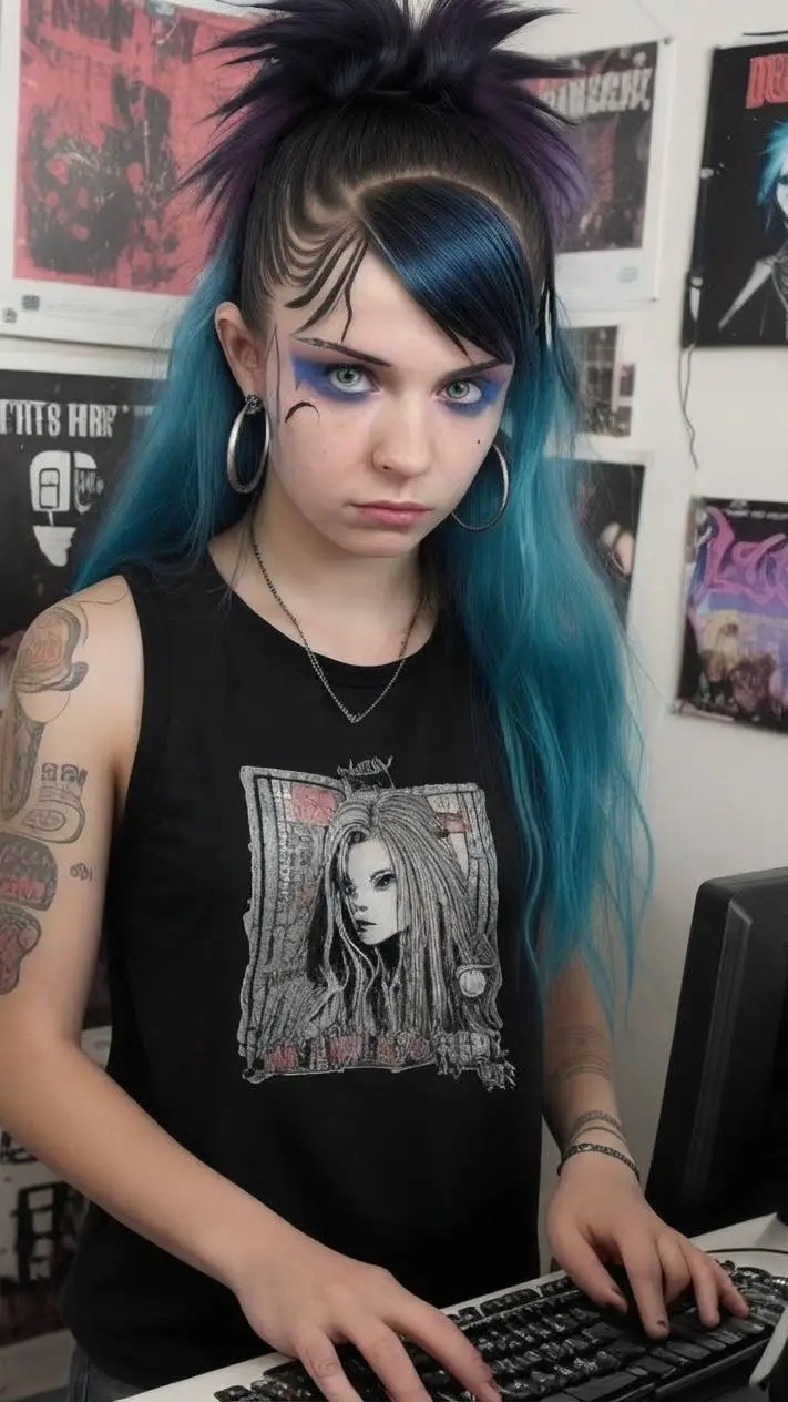 ai character: Neon background