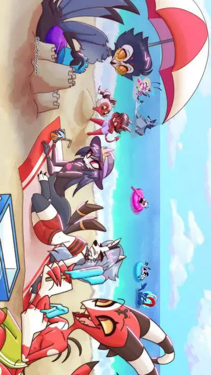 ai character: HB at beach  background