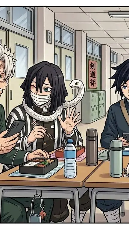 ai character: kny lunch(school) background