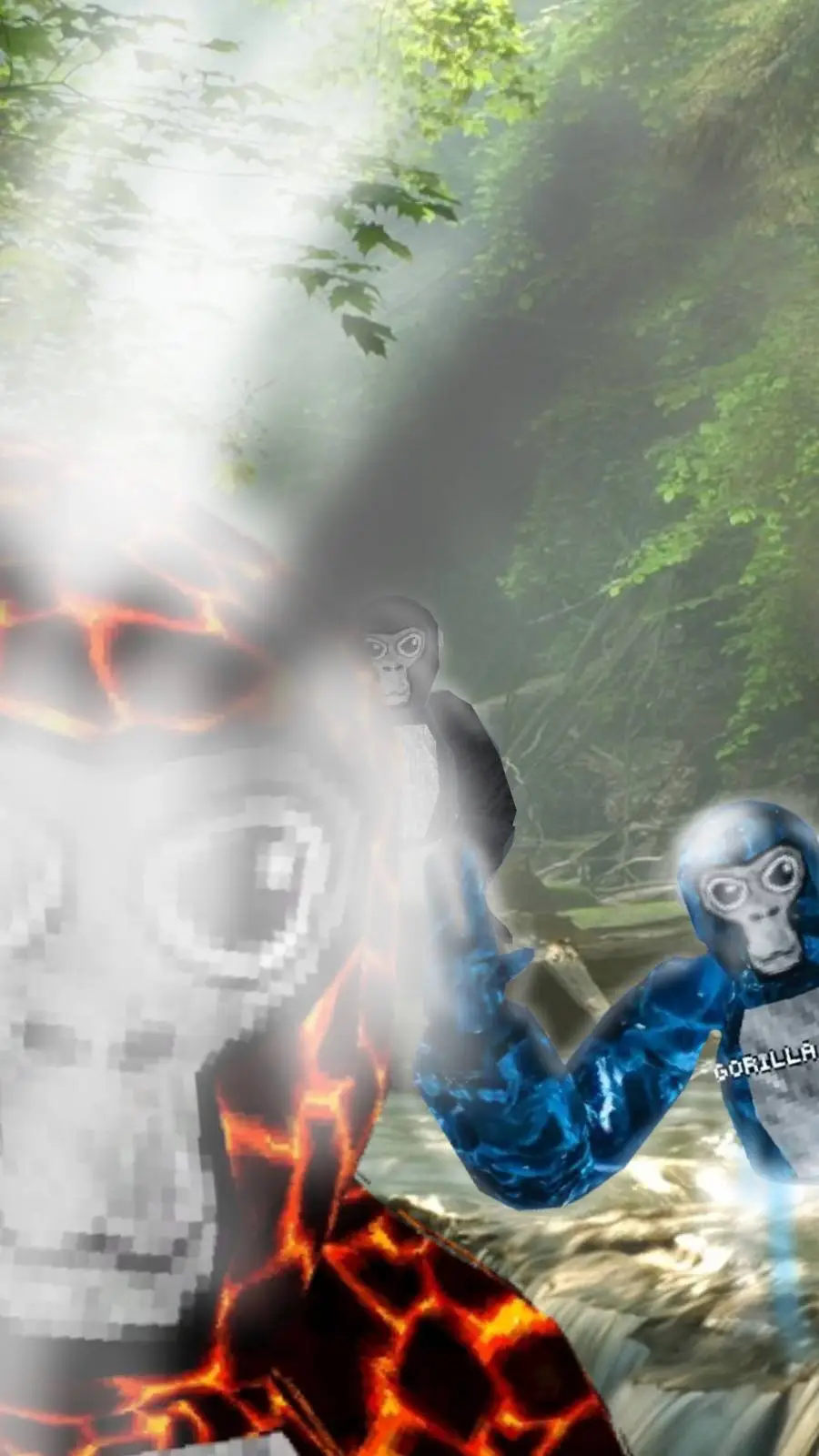 ai character: water n lava mon background
