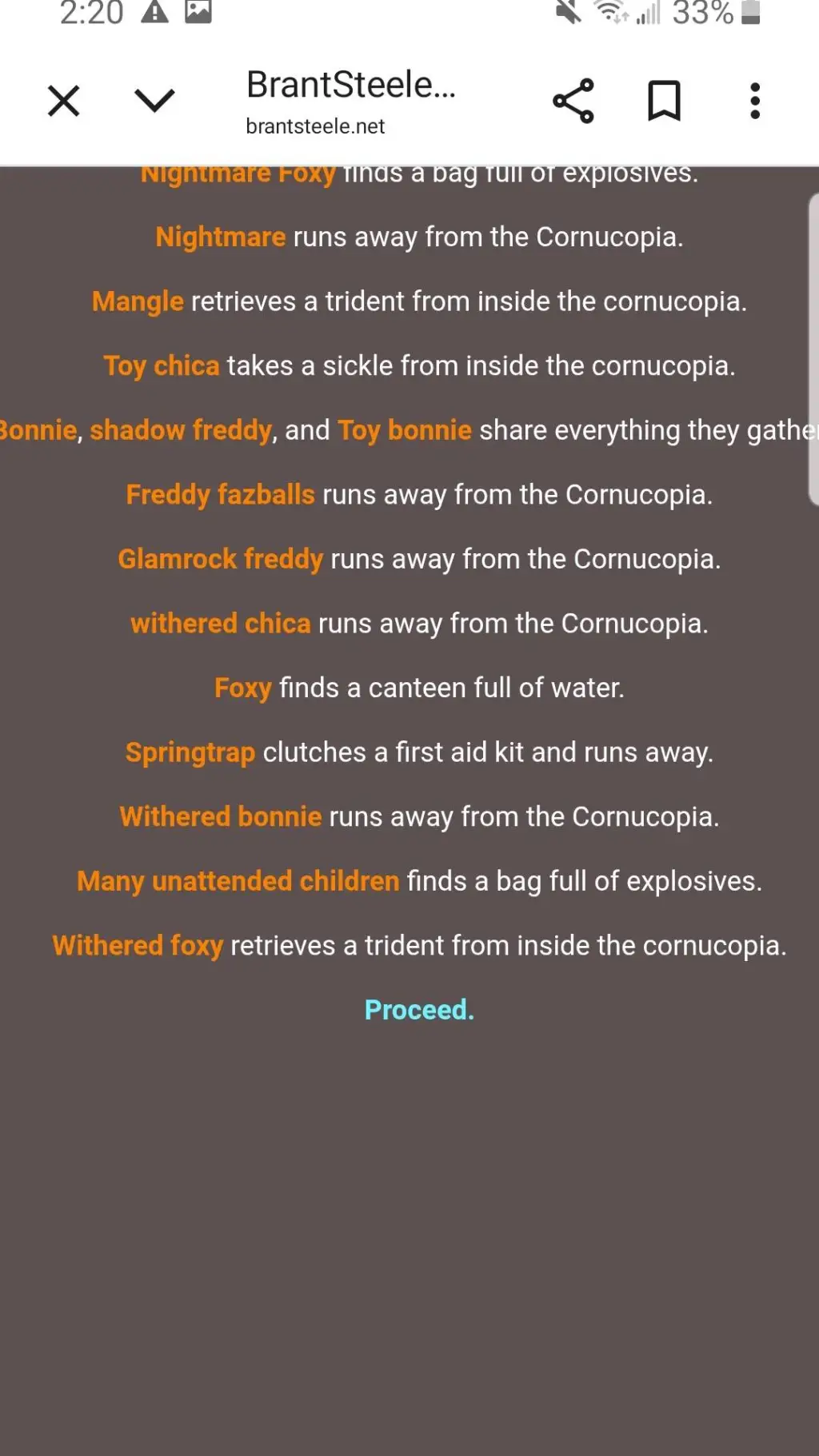 ai character: FNAF hunger games  background