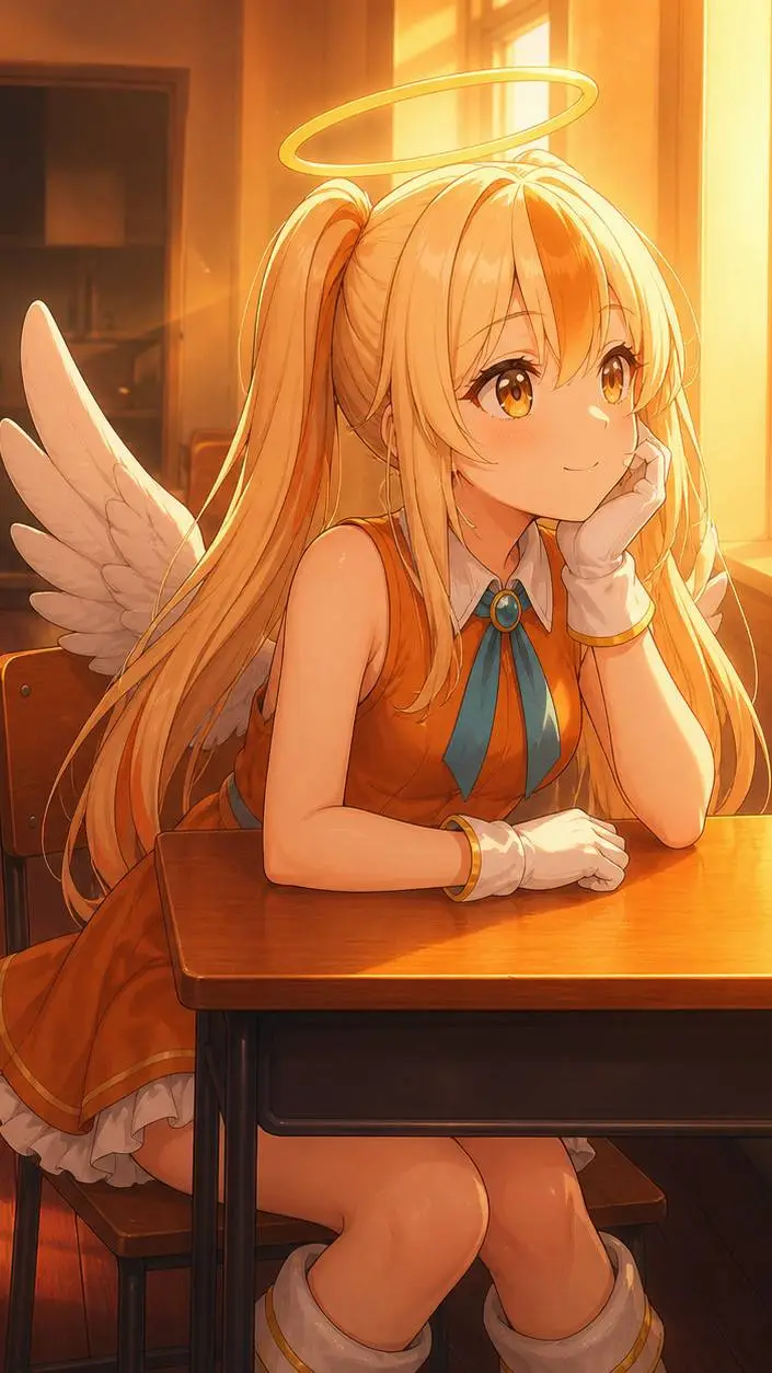 ai character: Angel Cream background