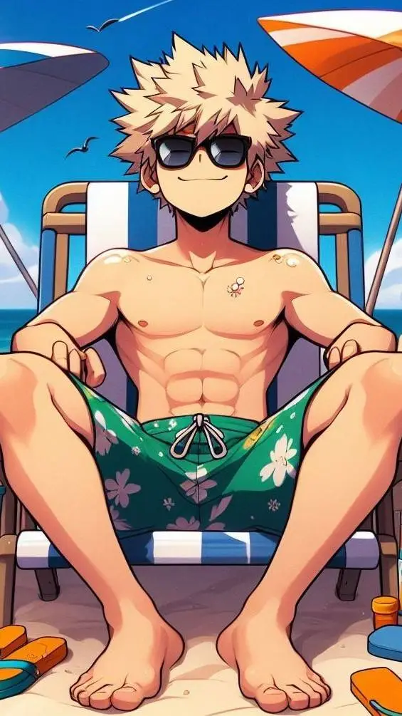 ai character: MHA en la playa background