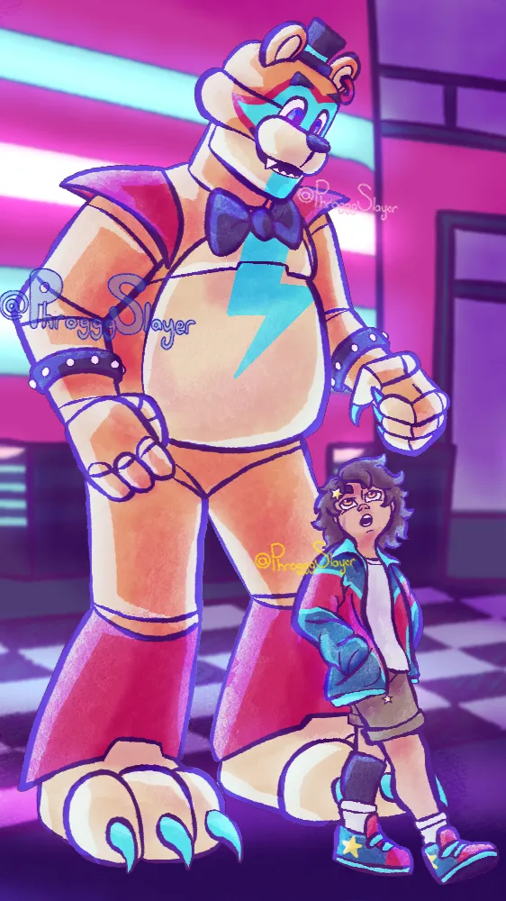 ai character: Glamrock Freddy background